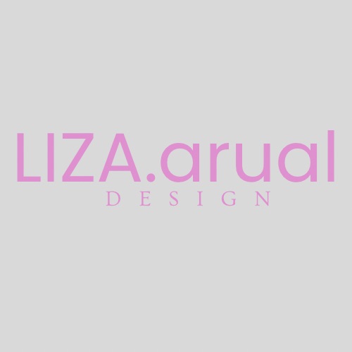 liza.arual design wordmark in pink on grey