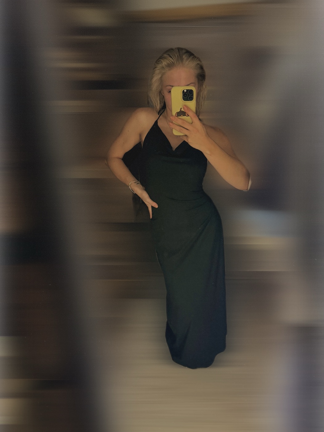 Black halter-neck maxi dress